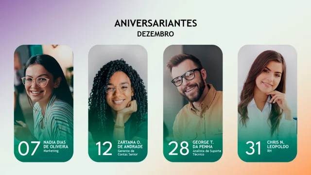 Aniversariantes - Exemplos de conteúdos para TV Corporativa