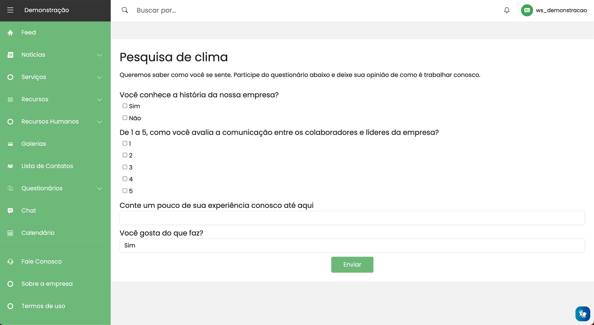 Formulários e questionários