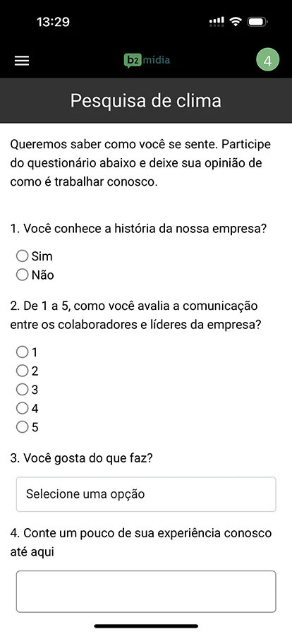 Formulários e questionários